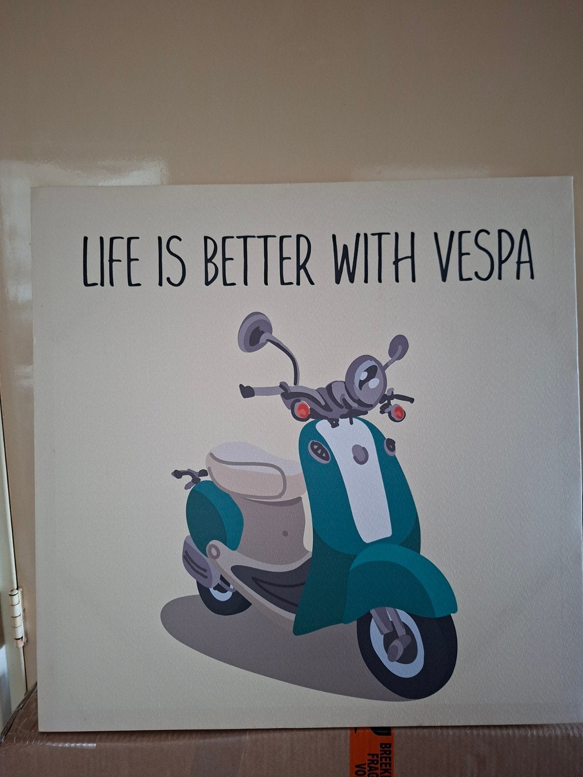 Vespa poster.   Afm. 60 x 60 cm, Ophalen of Verzenden, Zo goed als nieuw, Reclamebord