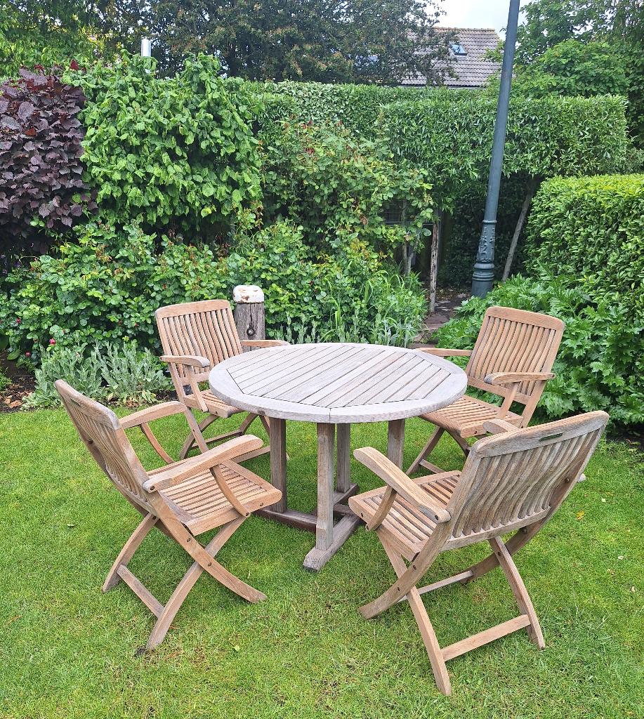 Royal botania teakhouten tuinset, Ophalen, 4 zitplaatsen, Gebruikt, Teakhout