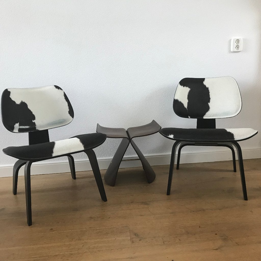 2 Vitra Eames LCW Calf Skin Plywood Group Chair fauteuil, Gebruikt, 75 tot 100 cm, Ophalen of Verzenden, Nvt