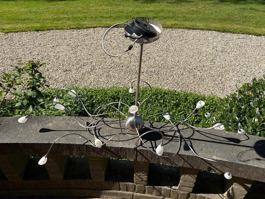 Moderne Octopus hanglamp met 12 lichtpunten, Ophalen of Verzenden, Zo goed als nieuw, Metaal, 75 cm of meer