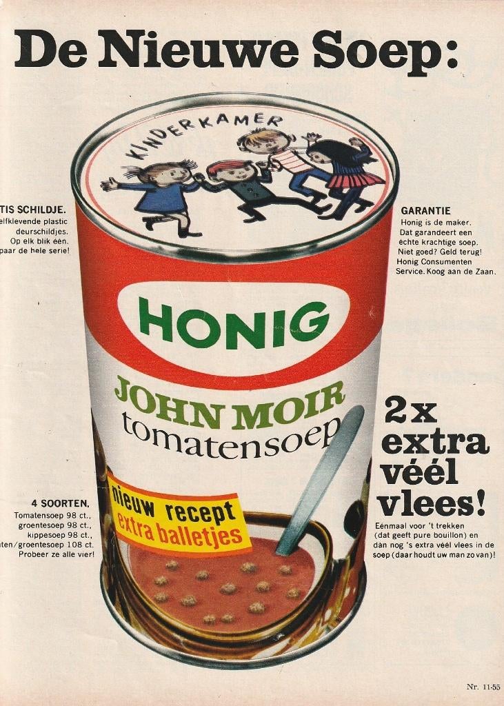 Retro reclame 1968 Honig John Moir Koog aan de Zaan soepen, Verzenden, Overige typen