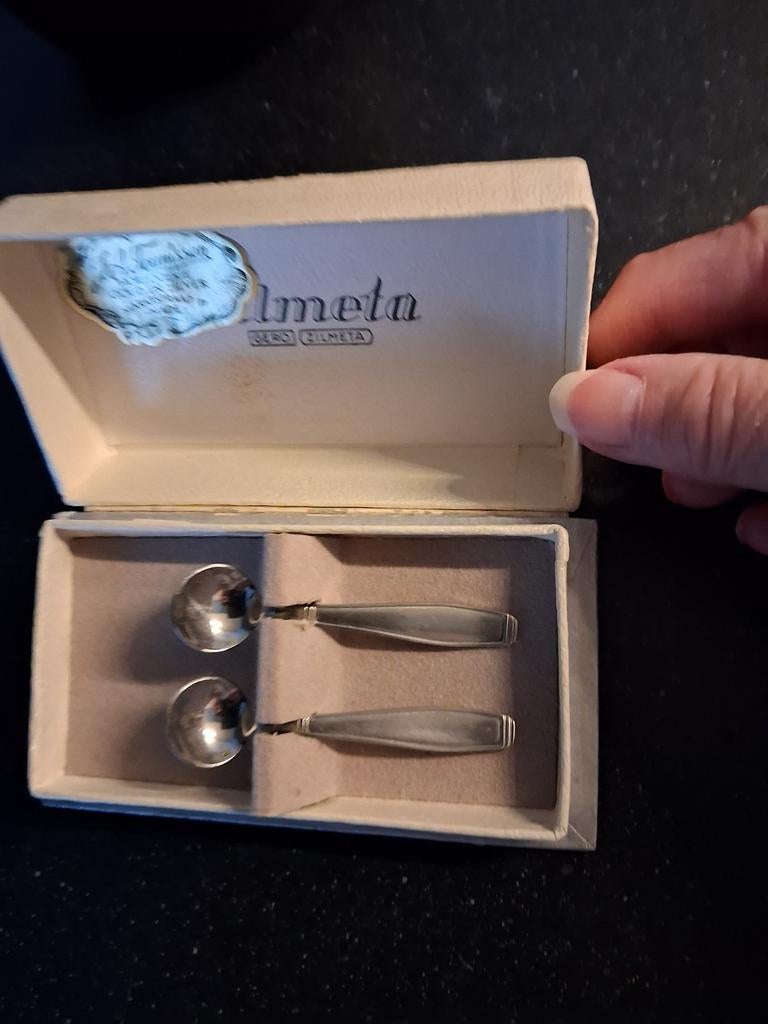Zilmeta zoutlepeltjes in originele verpakking - set van 2, Antiek en Kunst, Antiek | Bestek, Ophalen of Verzenden