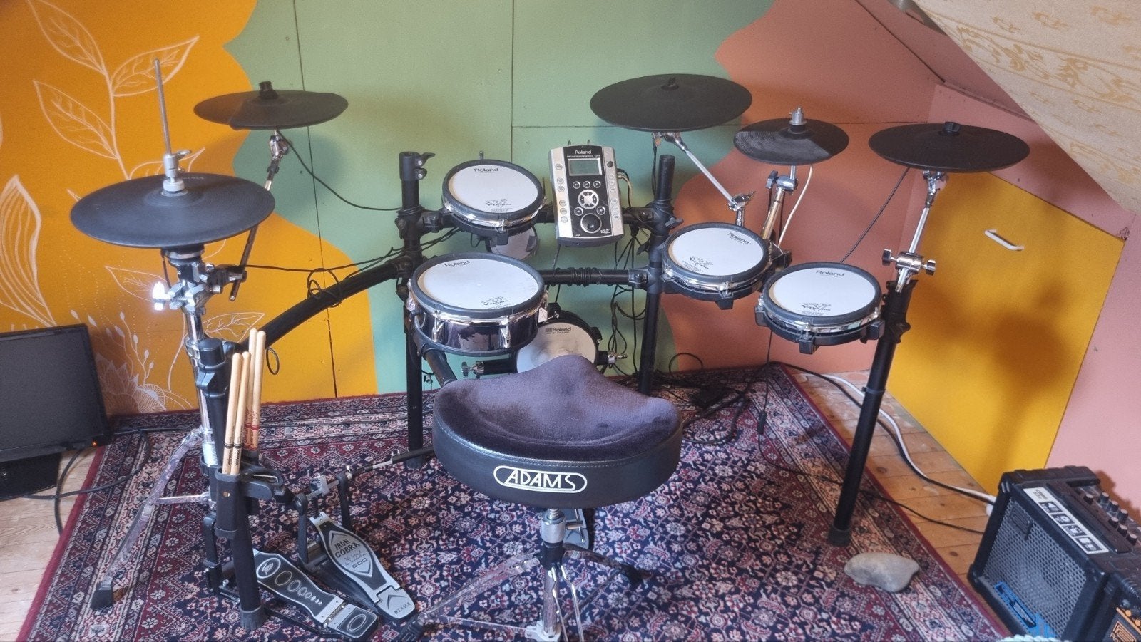 Roland TD-9 elektronisch drumstel met tama iron cobra 600, Ophalen, Gebruikt, Roland, Elektronisch