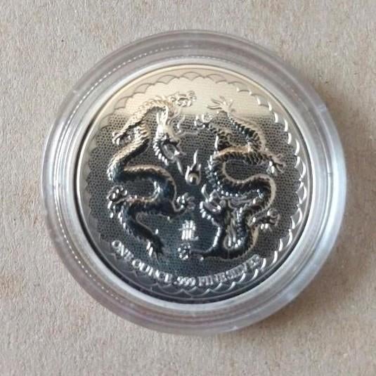 1 oz Zilver Lunar munt Double Dragon 2021 - Niue, Ophalen of Verzenden, Zilver