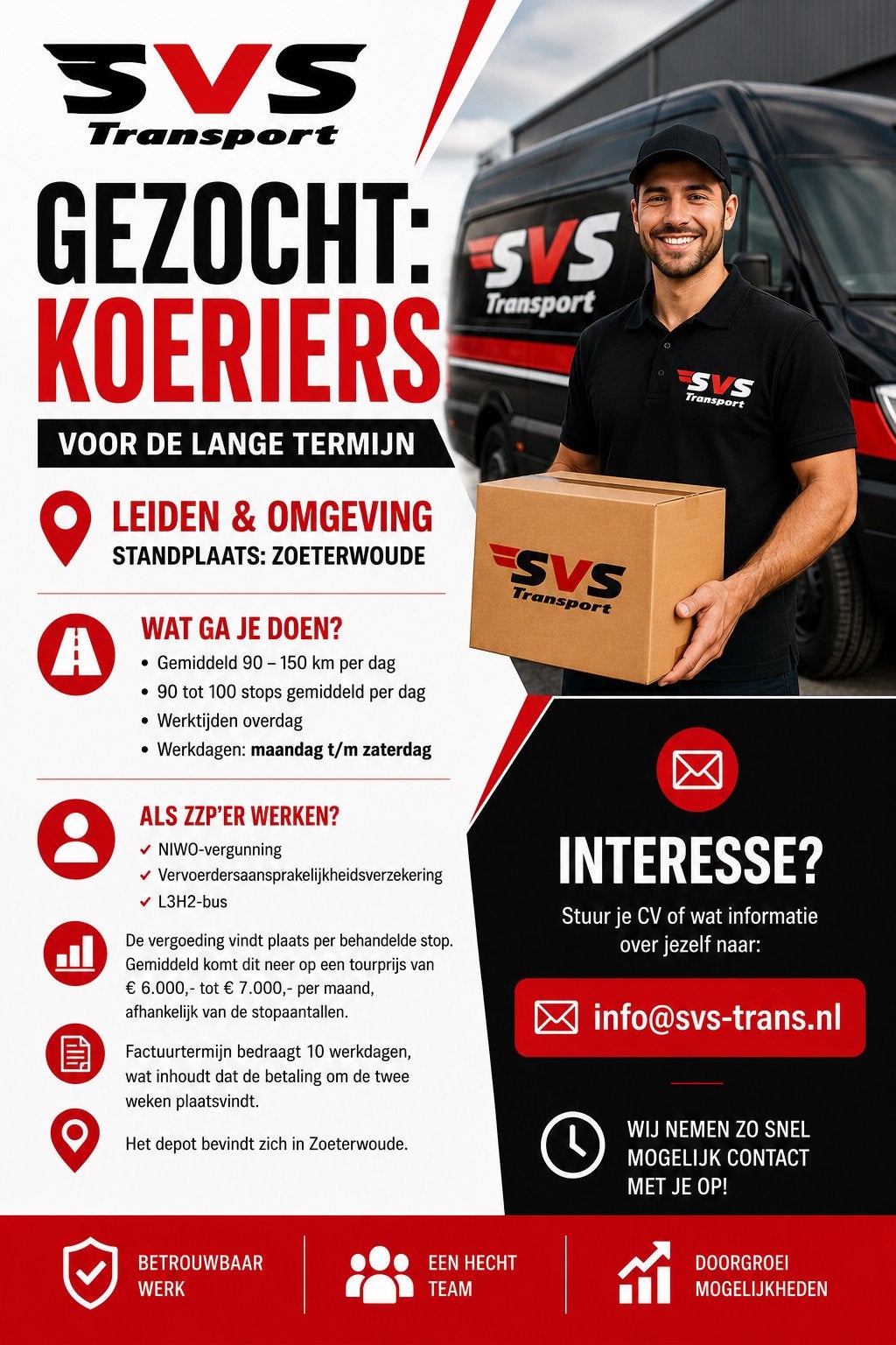 GEZOCHT: KOERIERS VOOR DE LANGE TERMIJN RIJBEWIJS B, Vacatures, 33 - 40 uur, Overige niveaus, Vanaf 1 jaar, Overige vormen