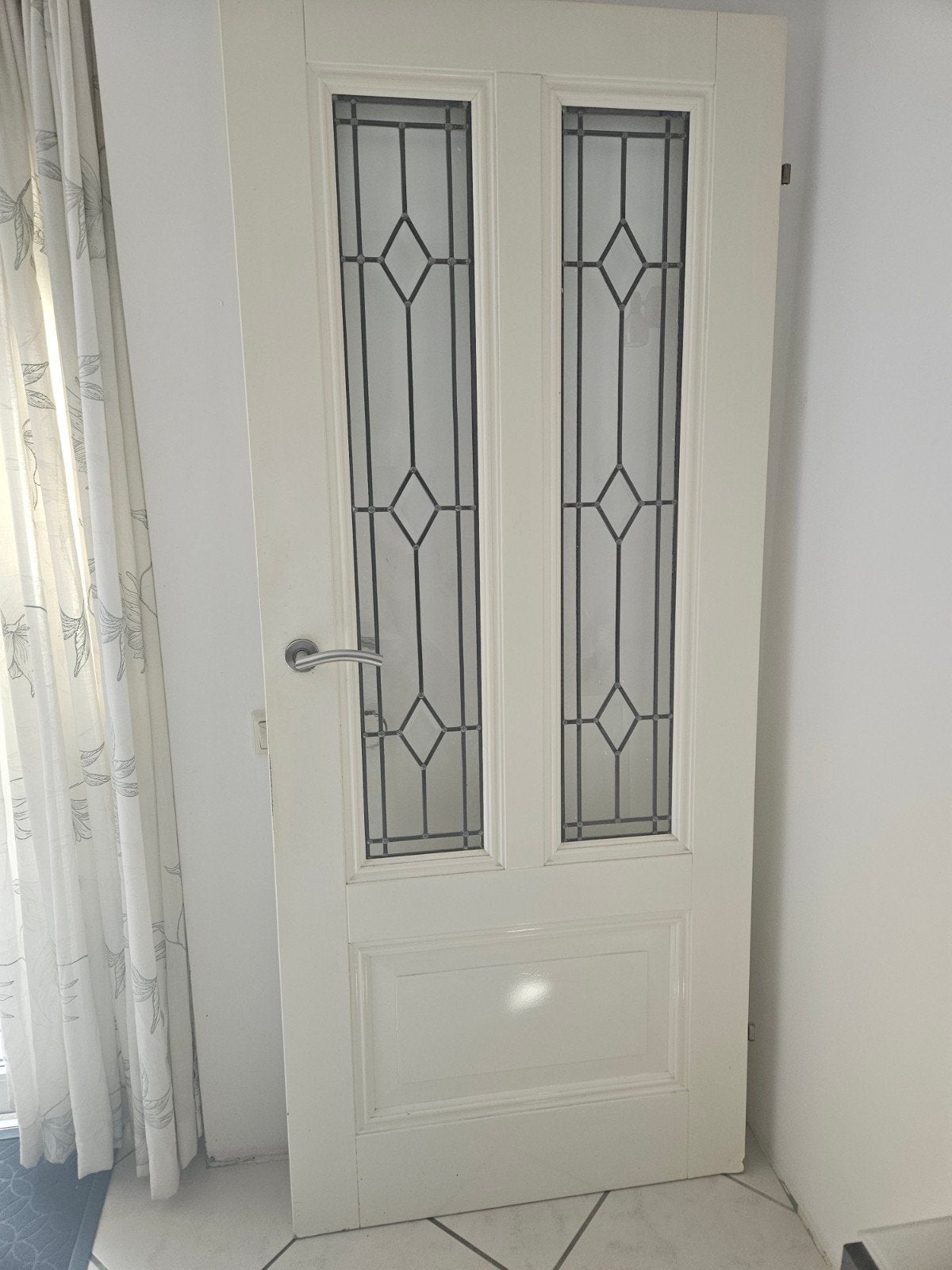Binnendeur met glas in lood look, Ophalen, Gebruikt, 80 tot 100 cm, Binnendeur