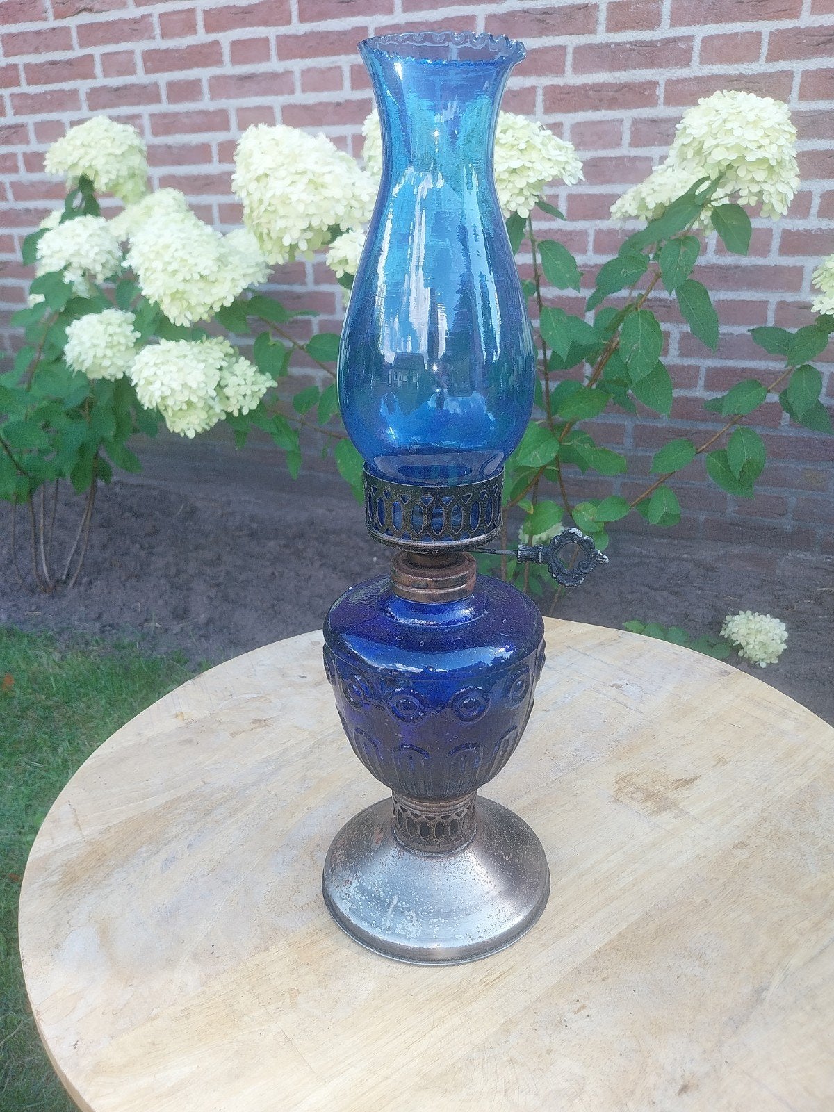 Antieke blauwe olielamp - Vintage sfeerverlichting, Ophalen