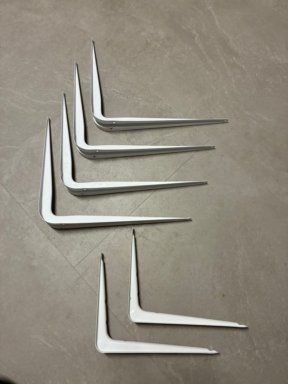 Witte stalen plankdragers (4x 30x35cm, 2x 20x25cm), Ophalen, Gebruikt
