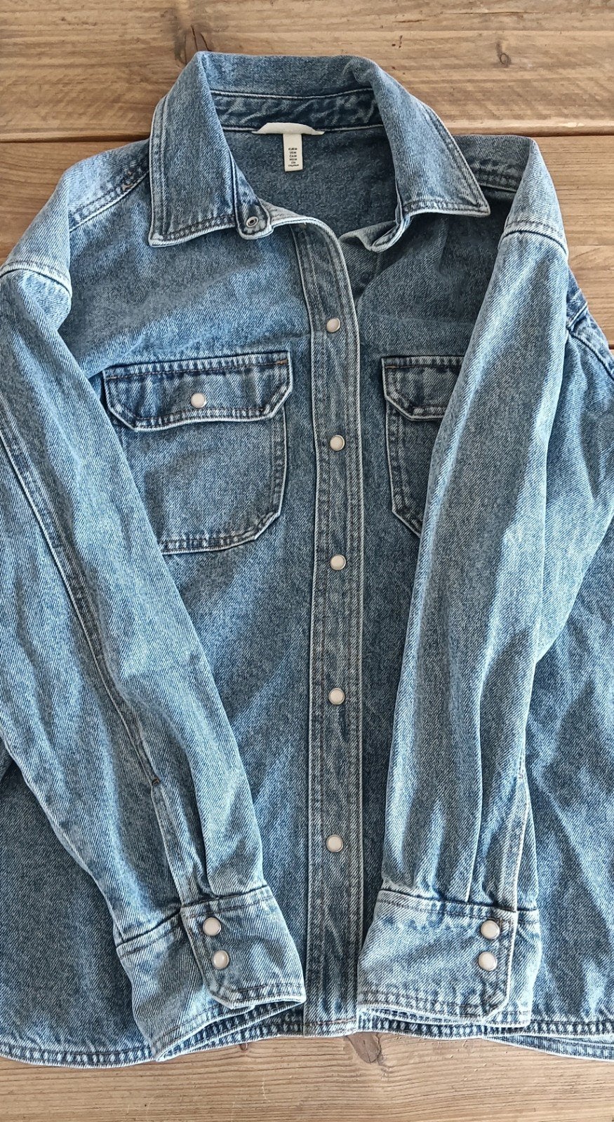 H&M spijkerblouse maat M dames, Kleding | Dames, H&M, Blauw, Zo goed als nieuw, Lange mouw