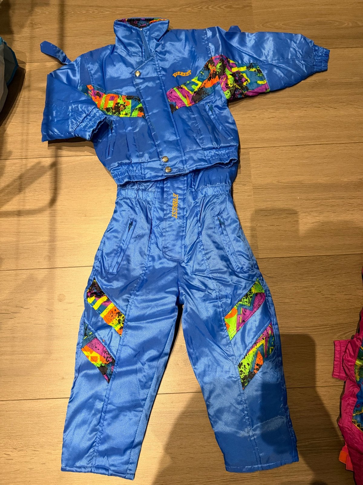 Vintage Everest Skipak Maat 98 Blauw met Neon Details, Ophalen of Verzenden