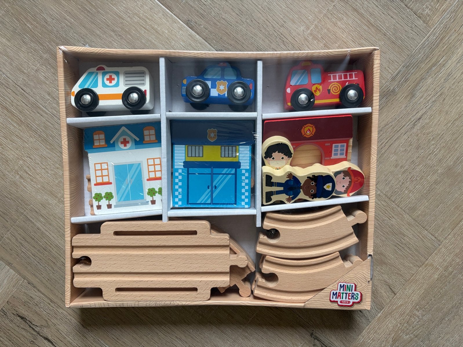 Mini Matters Houten Auto's en Spoorbaan Set - Nieuw!, Ophalen of Verzenden, Nieuw