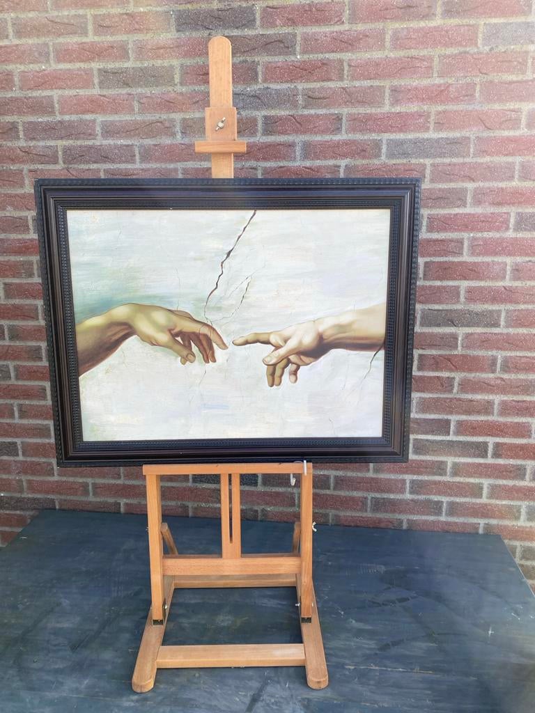 Michelangelo's Schepping van Adam Canvas Schilderij, Ophalen of Verzenden