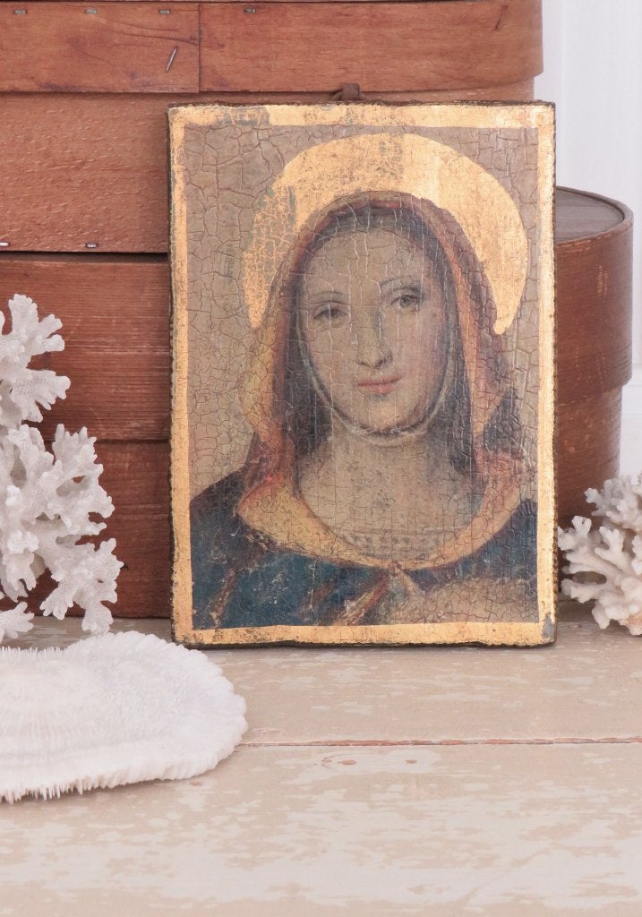 Oude devotieprent op hout, Antiek en Kunst, Ophalen of Verzenden