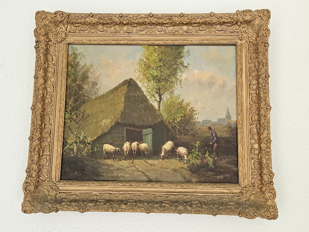 Schilderij Schapenherder, Huis en Inrichting, Woonaccessoires | Schilderijen, Tekeningen en Foto's, Ophalen, Gebruikt, Oorspronkelijke maker