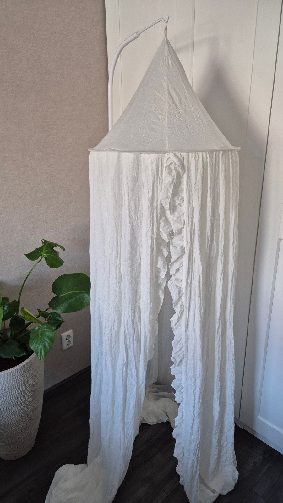 Jollein vintage klamboe ruffle ivory + piekstok ZGAN, Ophalen, Zo goed als nieuw, Klamboe