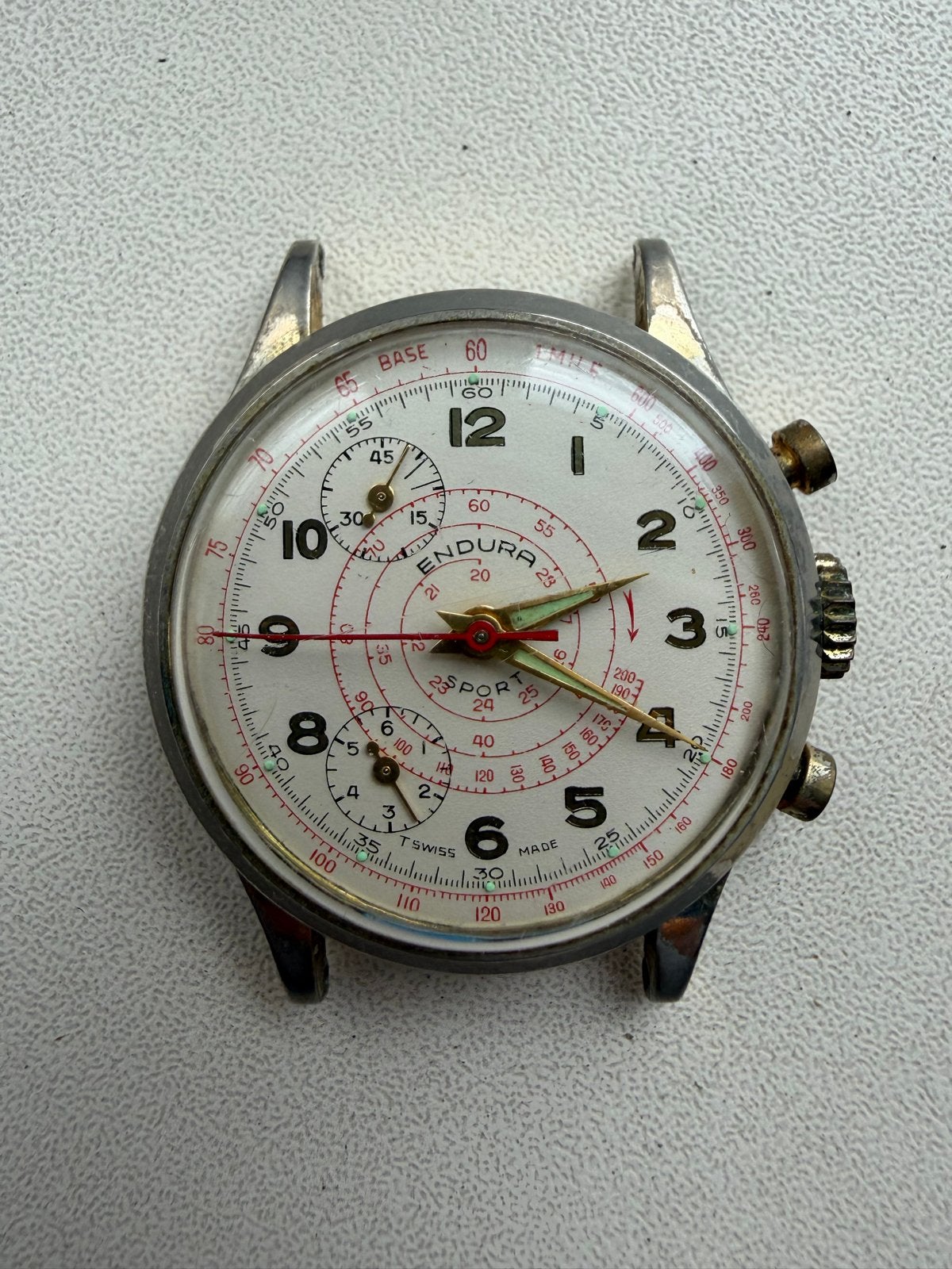 Vintage Endura Sport Chronograaf Polshorloge - Jaren '60, Overige merken, Overige materialen, Polshorloge, 1960 of later