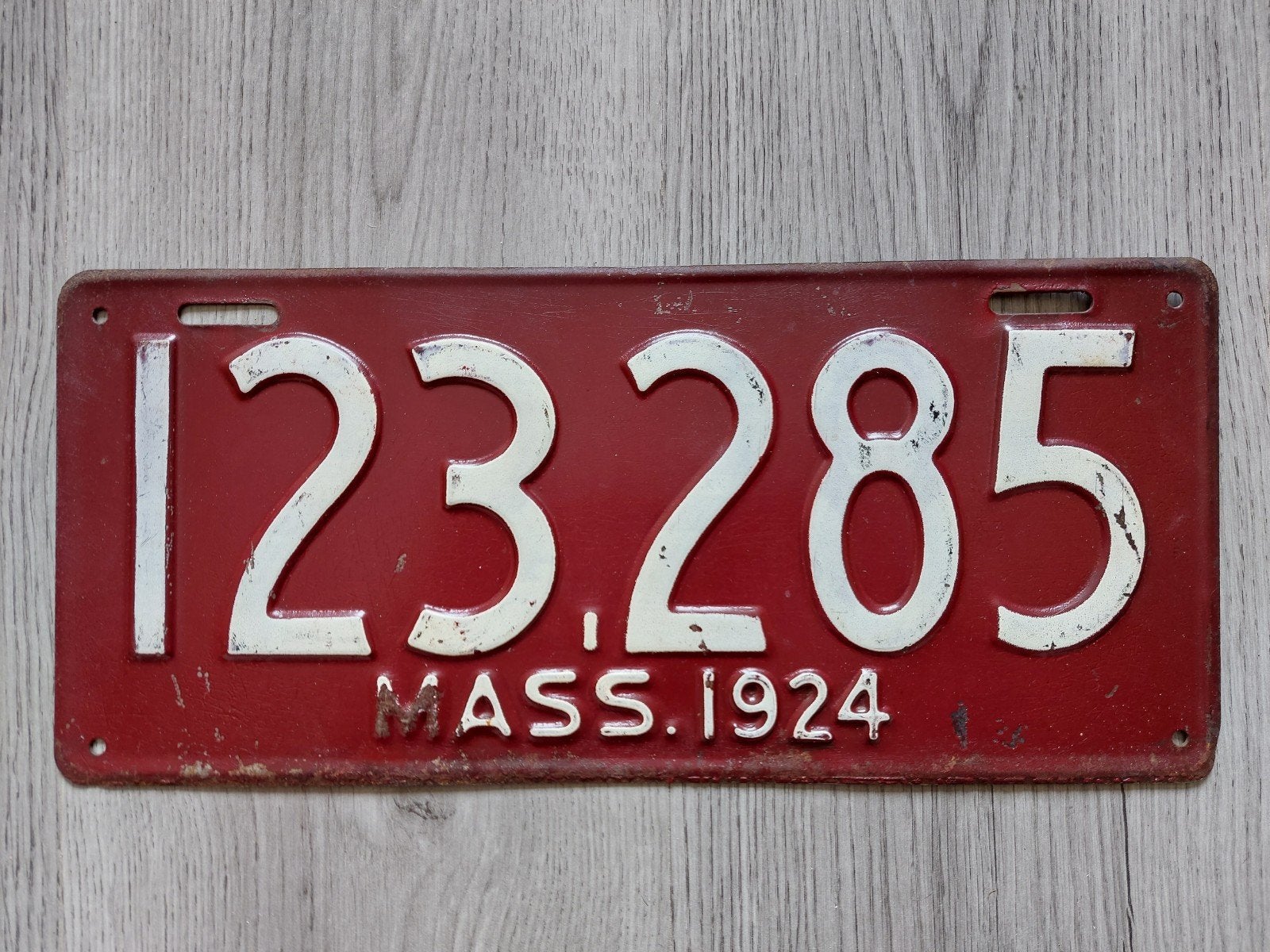 Kenteken 1924 Massachusetts USA Nummerplaat Nummerbord, Verzamelen, Ophalen of Verzenden, Gebruikt, Auto's
