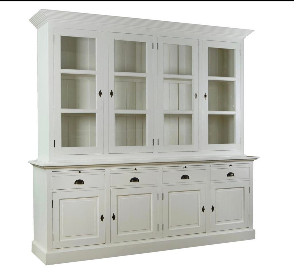Witte massieve buffetkast, Huis en Inrichting, Kasten | Buffetkasten, Ophalen, Gebruikt, 200 cm of meer, Teakhout