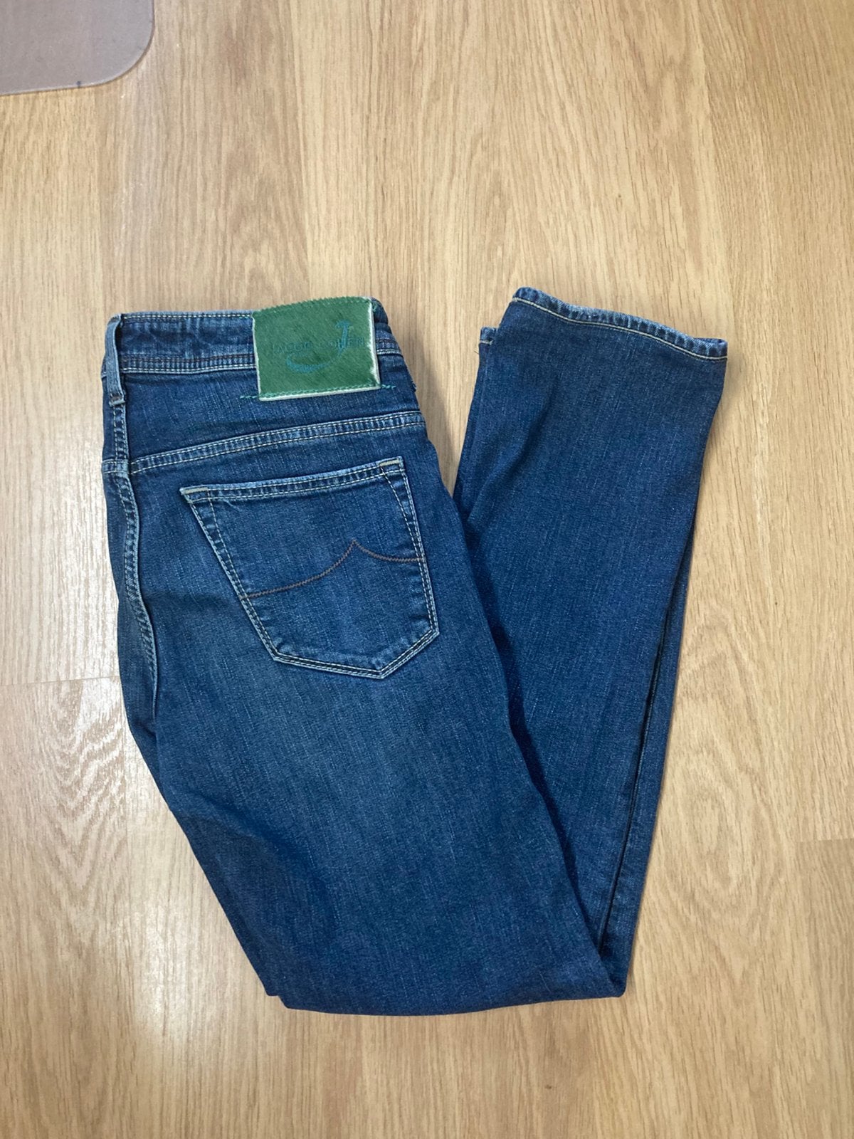 Jacob Cöhen Style J613.C jeans - 31 - Navy - Green Patch, Blauw, W32 (confectie 46) of kleiner, Ophalen of Verzenden, Zo goed als nieuw