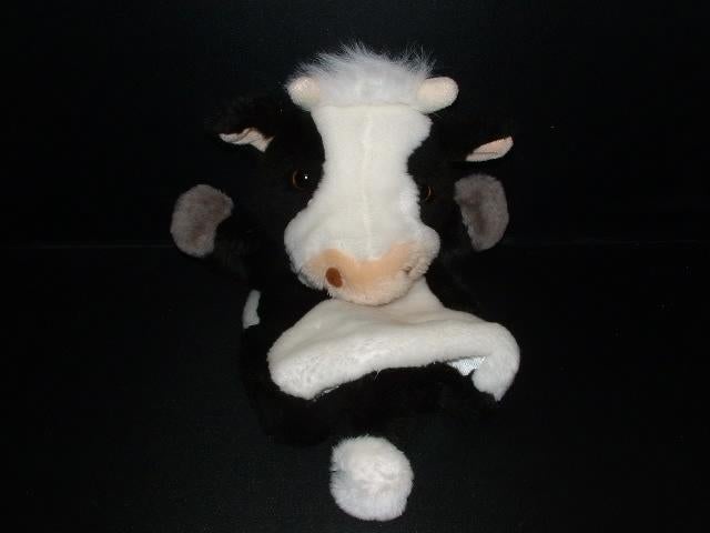THE PUPPET COMPANY KOE HANDPOP PLUCHE ZWART/WIT MET, Ophalen of Verzenden, Nieuw, Overige typen