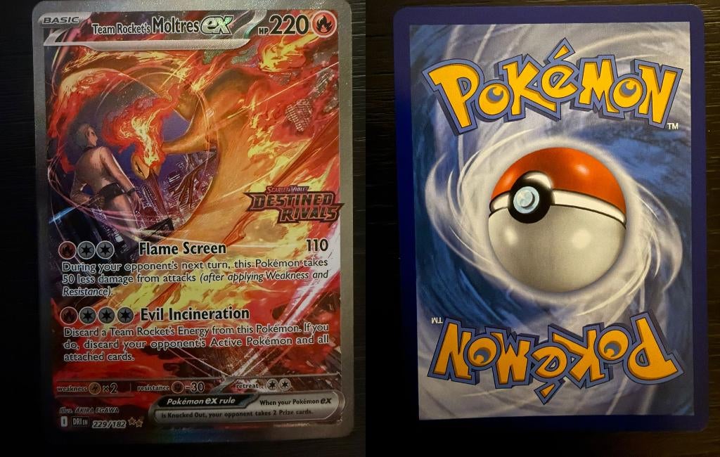 Team Rocket’s Moltres ex 229/182 Stamped NM B-2, Ophalen of Verzenden, Zo goed als nieuw, Losse kaart, Foil
