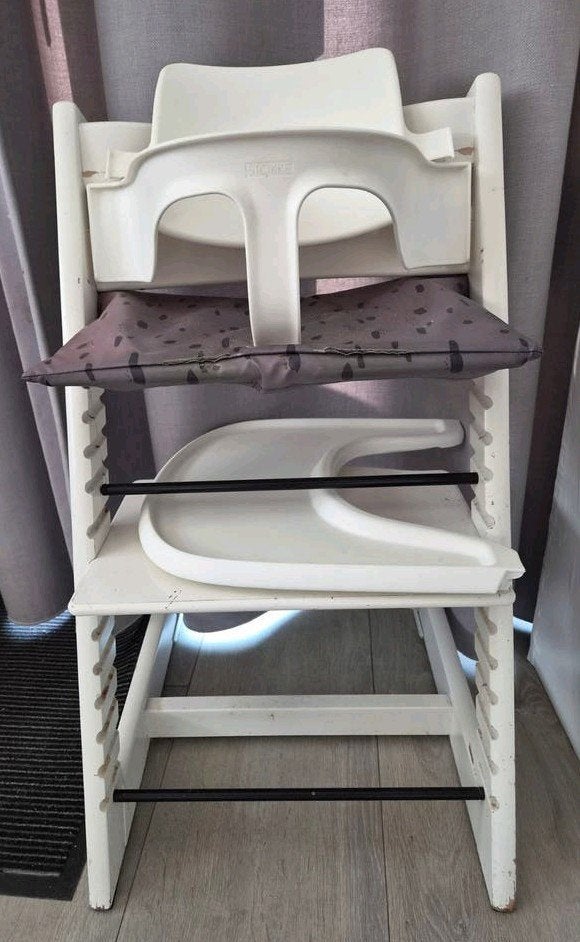Stokke Trip Trap met babyset, blad en zitbescherming, Kinderen en Baby's, Kinderstoelen, Ophalen, Gebruikt, Meegroeistoel, Afneembaar eetblad