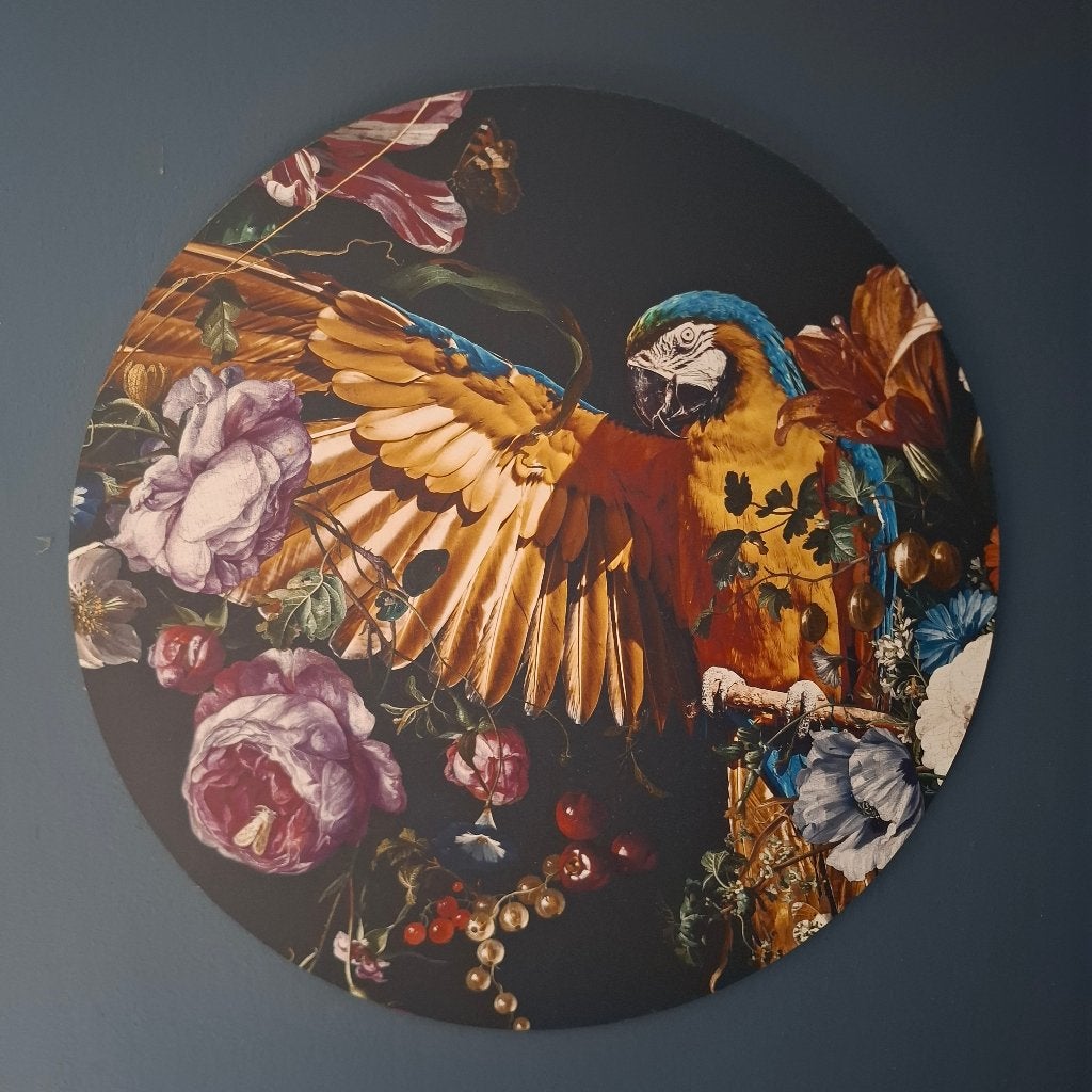Floral Parrot - Ø 60 cm - muurcirkel, Huis en Inrichting, Woonaccessoires | Wanddecoraties, Ophalen, Gebruikt, Meerkleurig, 60 cm