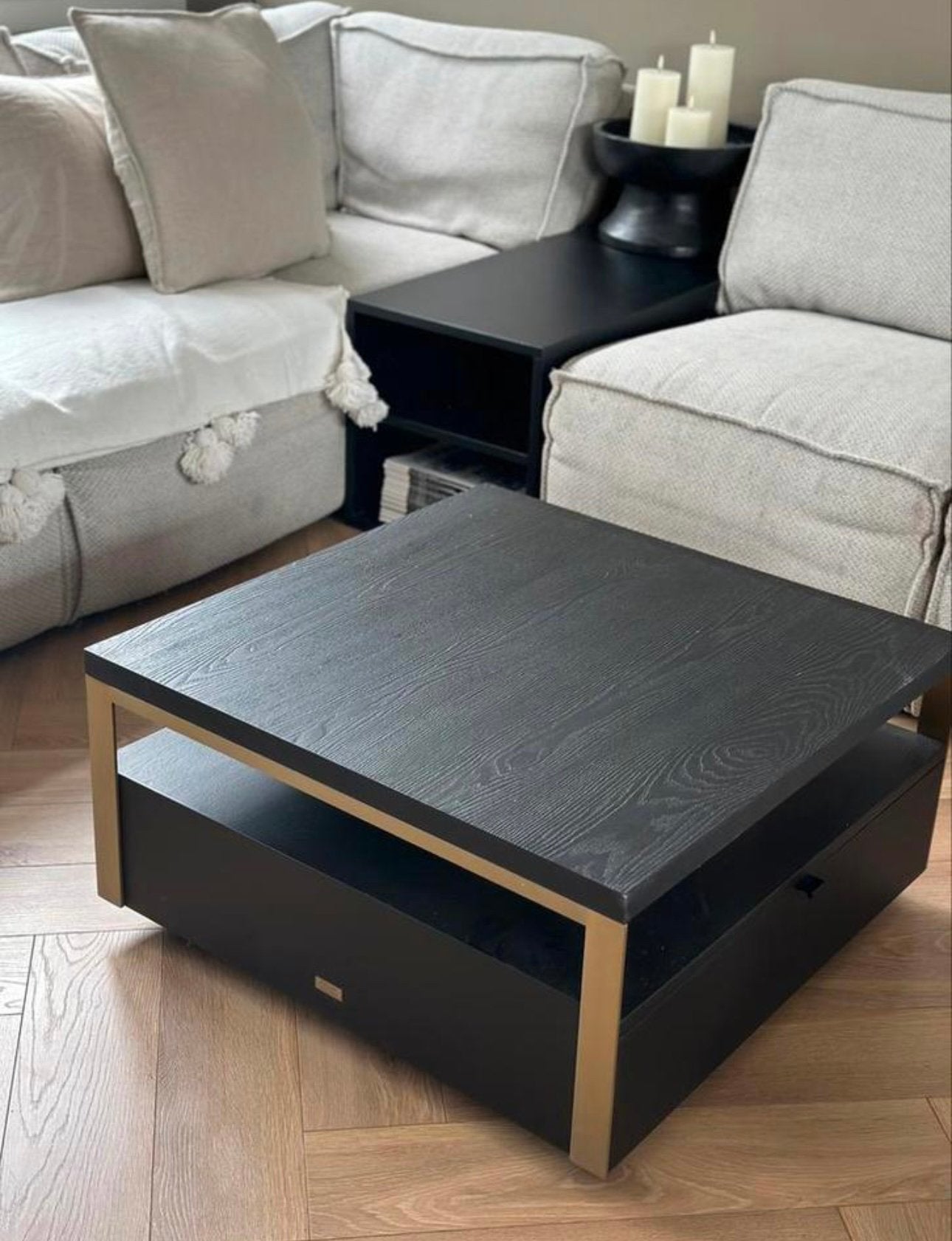 Riviera Maison Savannah Salontafel Gold Label, Huis en Inrichting, Ophalen, 100 tot 150 cm, Vierkant, 50 tot 100 cm
