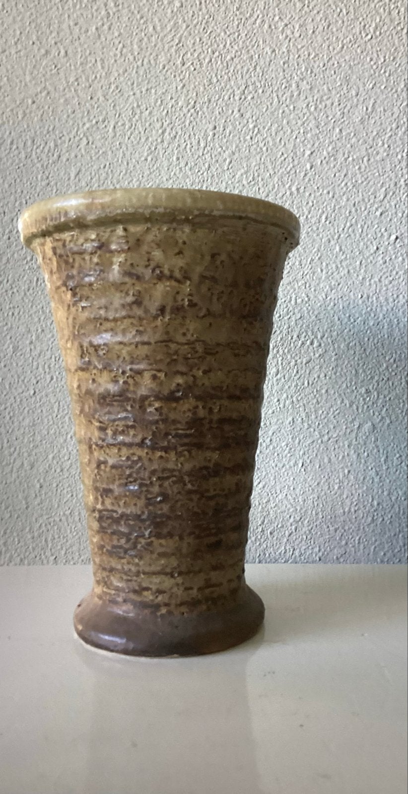 Vintage hoge Keramische Vaas Jaren '70 - Bruin/Beige, Ophalen of Verzenden