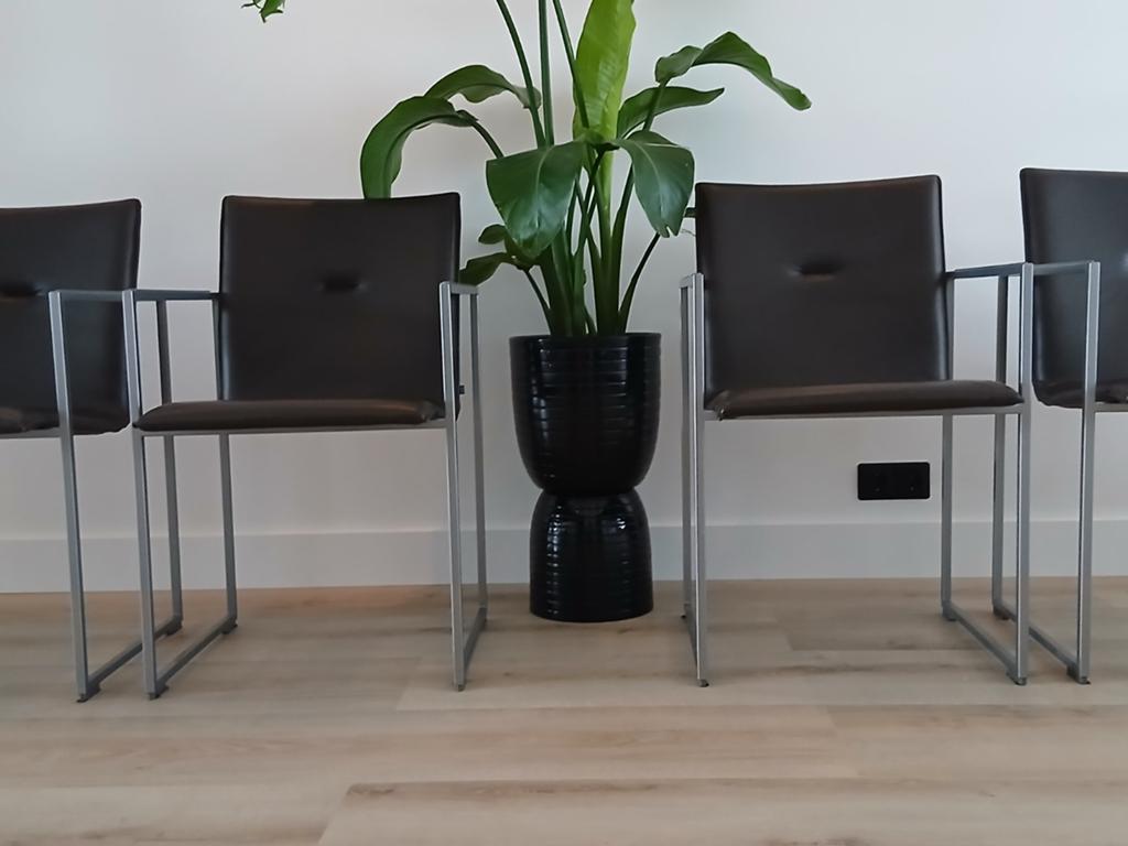 Arco Frame Leren Stoelen 4 Stuks, Huis en Inrichting, Stoelen, Ophalen, Zo goed als nieuw, Bruin, Vier
