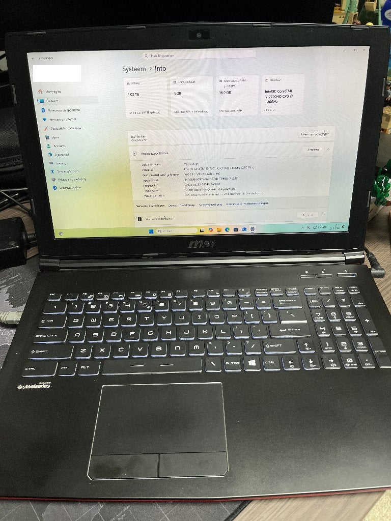 MSI Gaming Laptop i7-7700HQ GTX 1060 16GB RAM 1TB Opslag, Gebruikt, 2 tot 3 Ghz, Intel® Core™ i7 , Ophalen of Verzenden