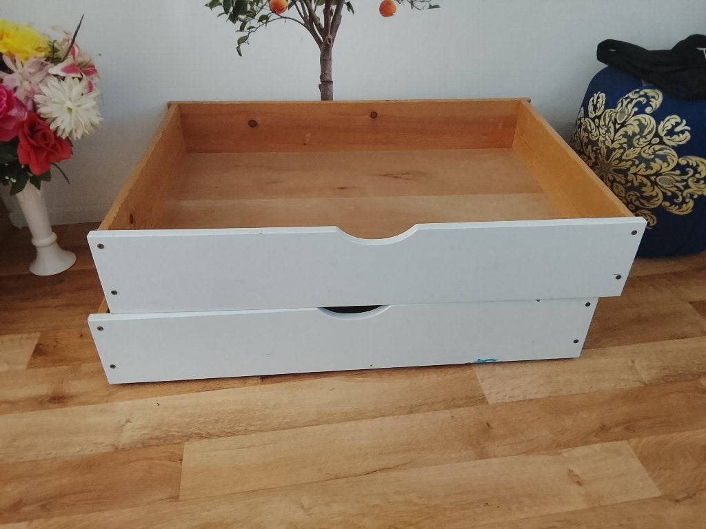 Houten lades, Ophalen, Eenpersoons, Wit, Zo goed als nieuw