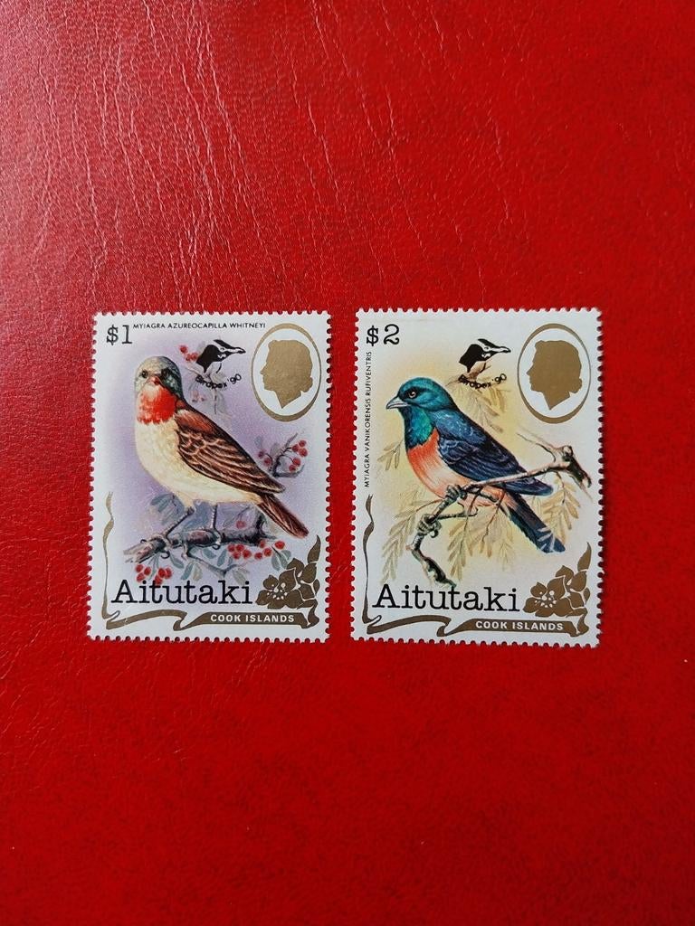 Aitutaki 675-576vogels opdruk 1990 postfris mi 10eu, Ophalen of Verzenden, Dier of Natuur