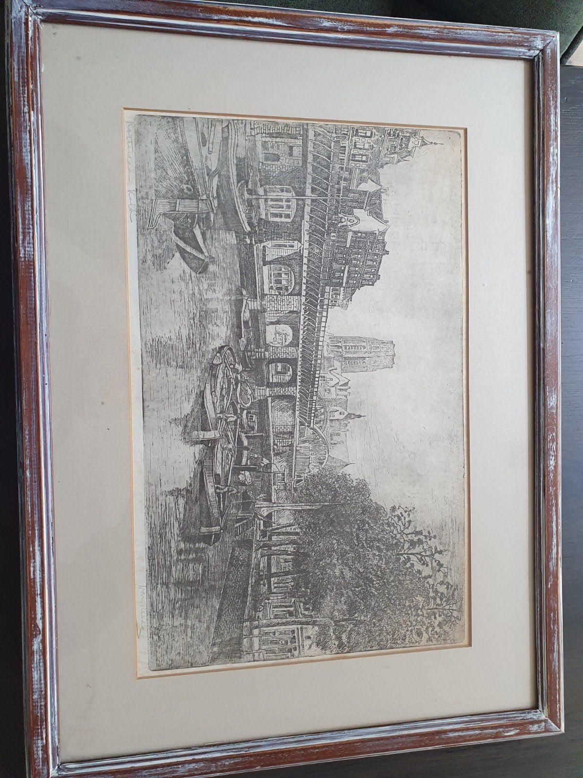 Pentekening van de Kolk in Rotterdam door Johan van Reede, 57 cm, Ophalen of Verzenden, 42 cm, 1900 - 1949