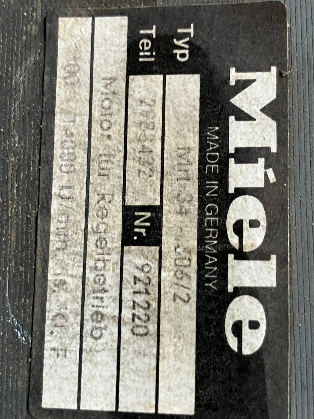 Miele motor MTR-34 606/2, Witgoed en Apparatuur, Onderdelen en Toebehoren, Ophalen, Gebruikt