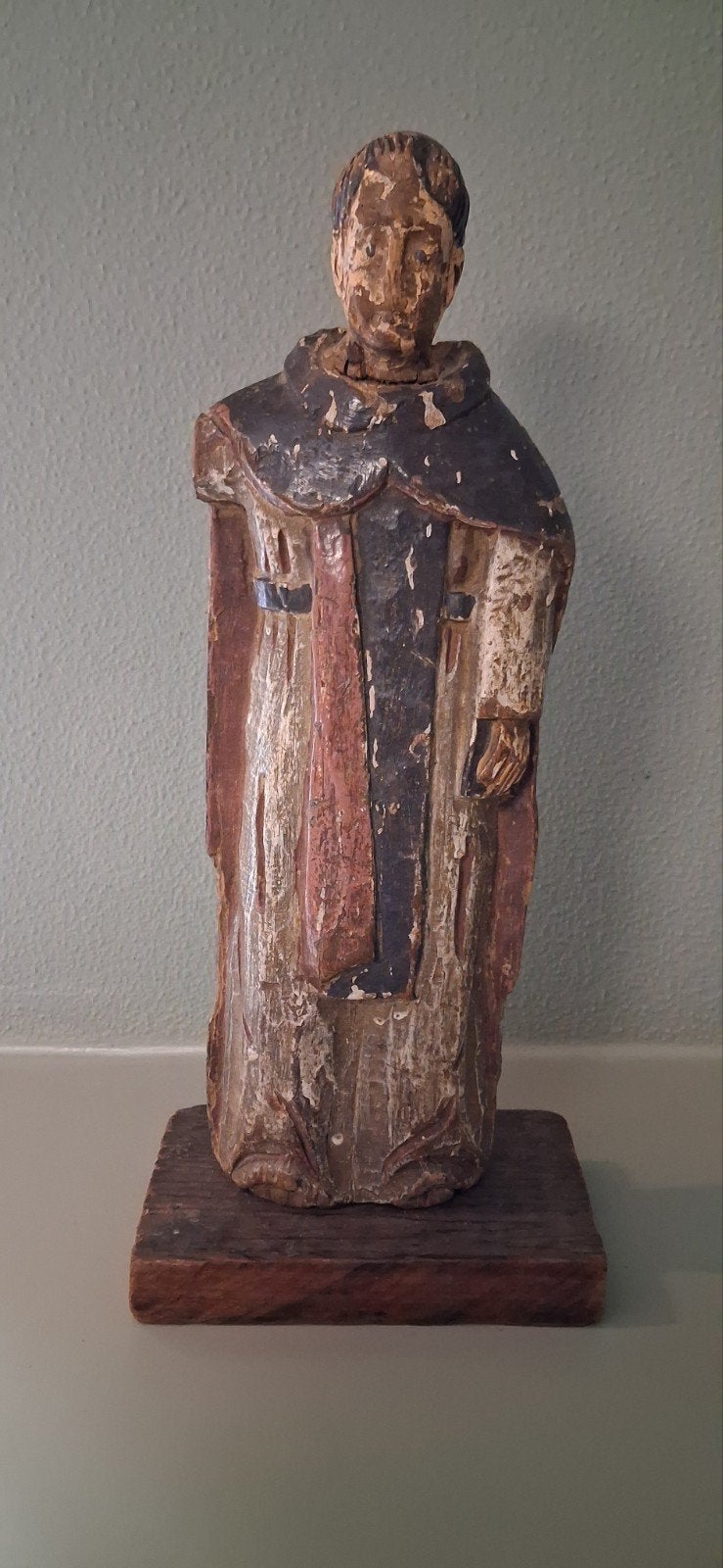 Antiek Houten Heiligenbeeldje - Heilige Vincent (30 cm), Antiek en Kunst, Verzenden