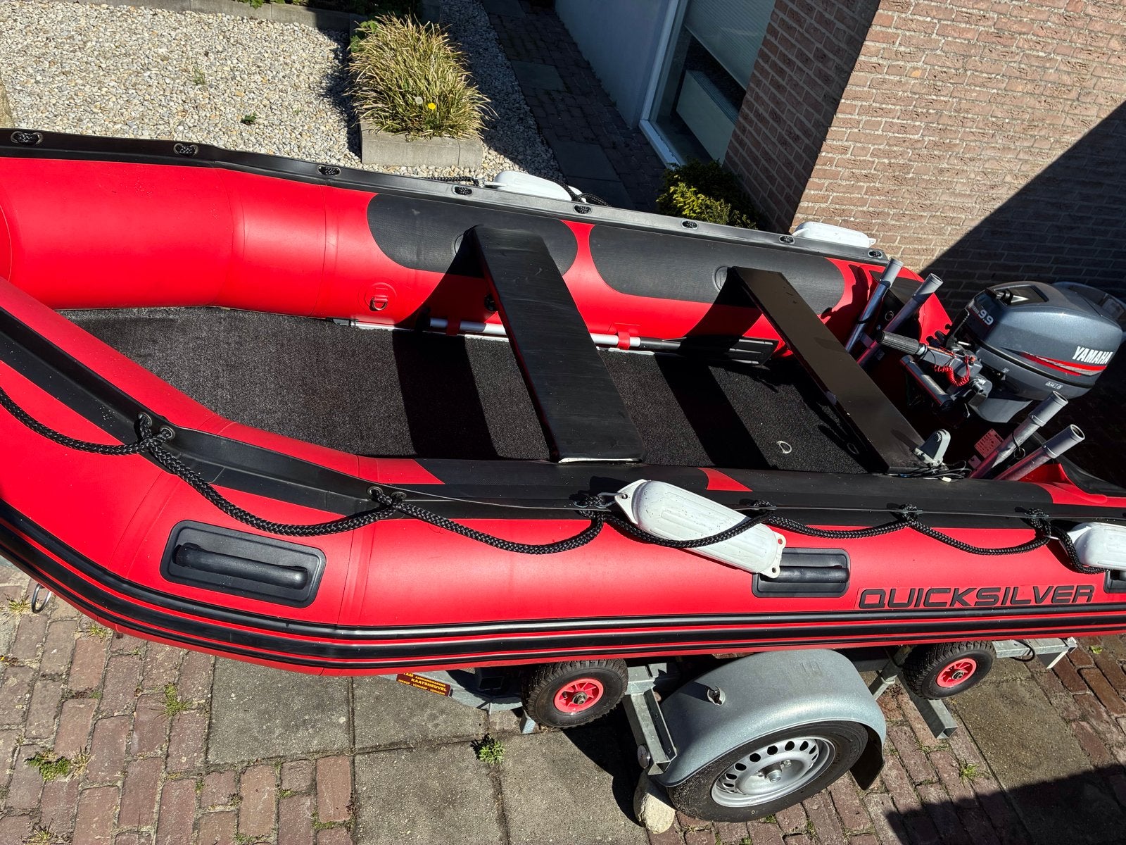 Quicksilver 4.2  met Yamaha 9.9  of 15 PK motor en trailer, Ophalen, Gebruikt, Peddels, Airdeck