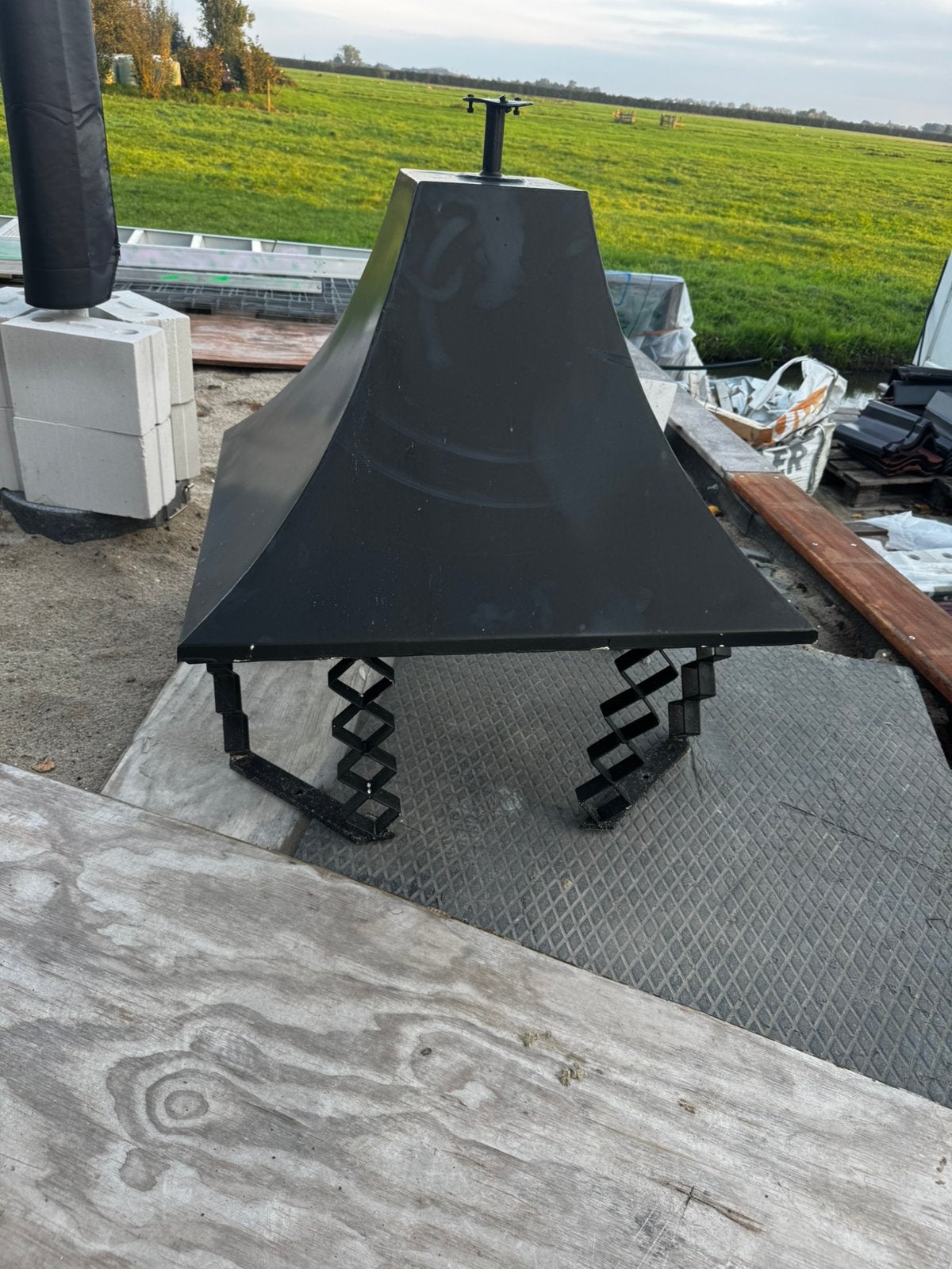 Zwarte stalen haardkap / rookkap 82x82x95 cm, strak design, Huis en Inrichting, Ophalen, Gebruikt, Overige brandstoffen, Overige soorten