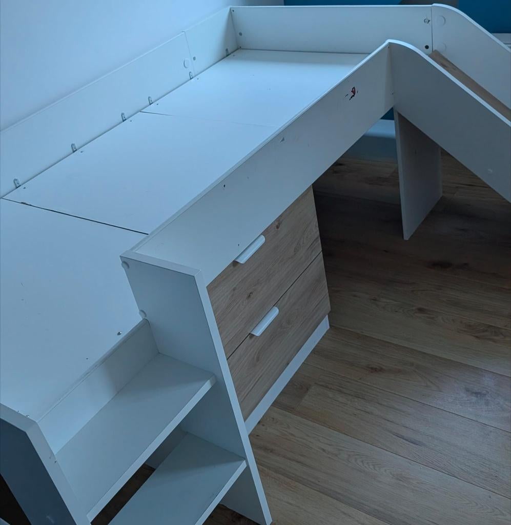 Halfhoogslaper met glijbaan en lades, Kinderen en Baby's, Kinderkamer | Stapelbedden en Hoogslapers, Ophalen, Gebruikt, Halfhoogslaper