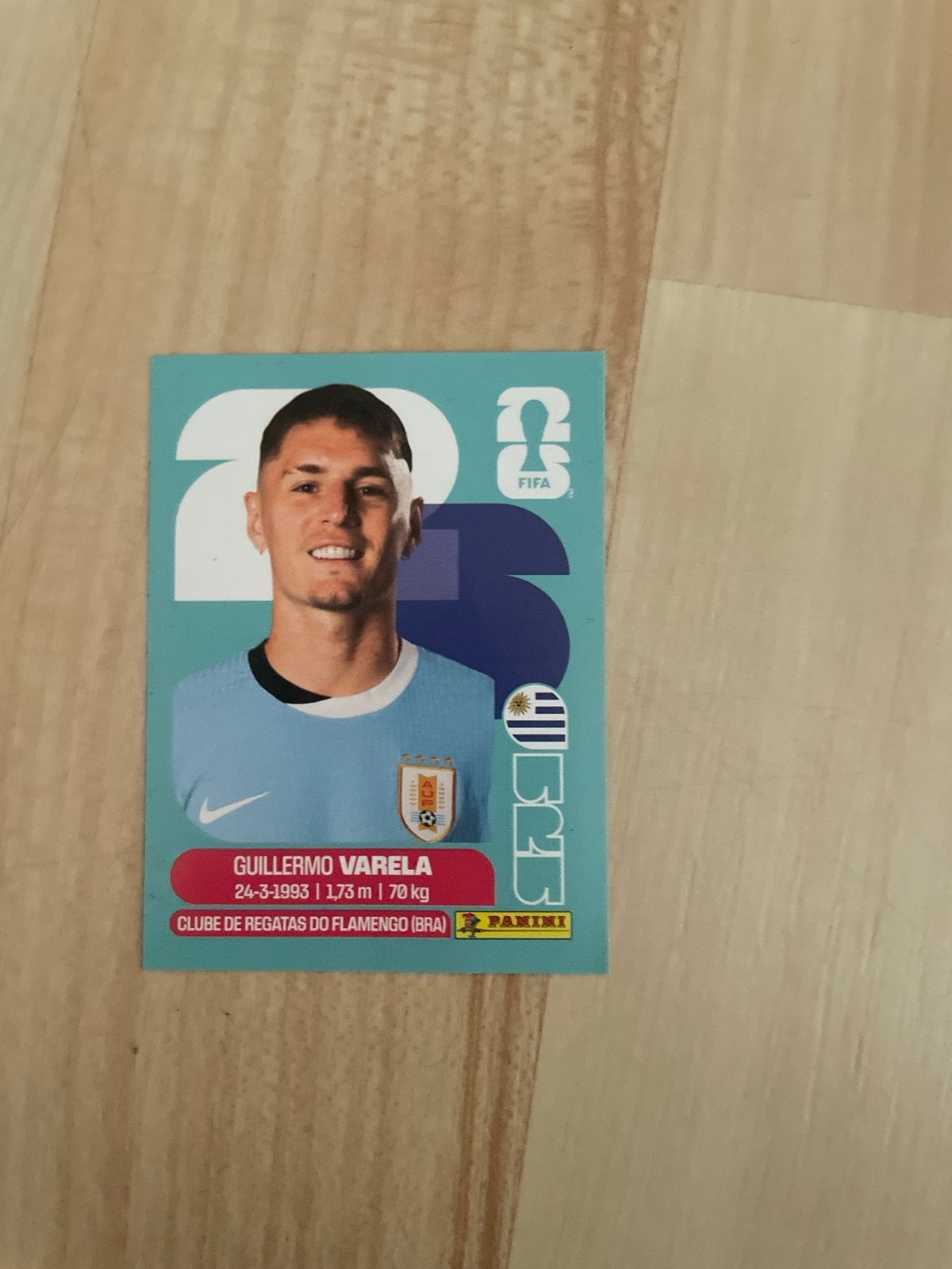 Guillermo Varela FIFA World Cup 2026 Panini Plaatje URU 8, Ophalen of Verzenden, Zo goed als nieuw, Plaatje