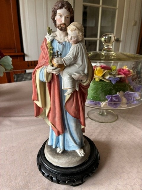 porseleinen jozef beeld 35 cm met kindje jezus antiek, Antiek en Kunst, Antiek | Religie, Ophalen of Verzenden
