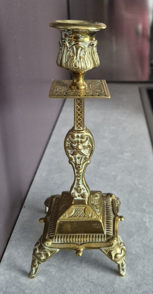 Mooie oude messing kandelaar, Ophalen of Verzenden, Overige materialen