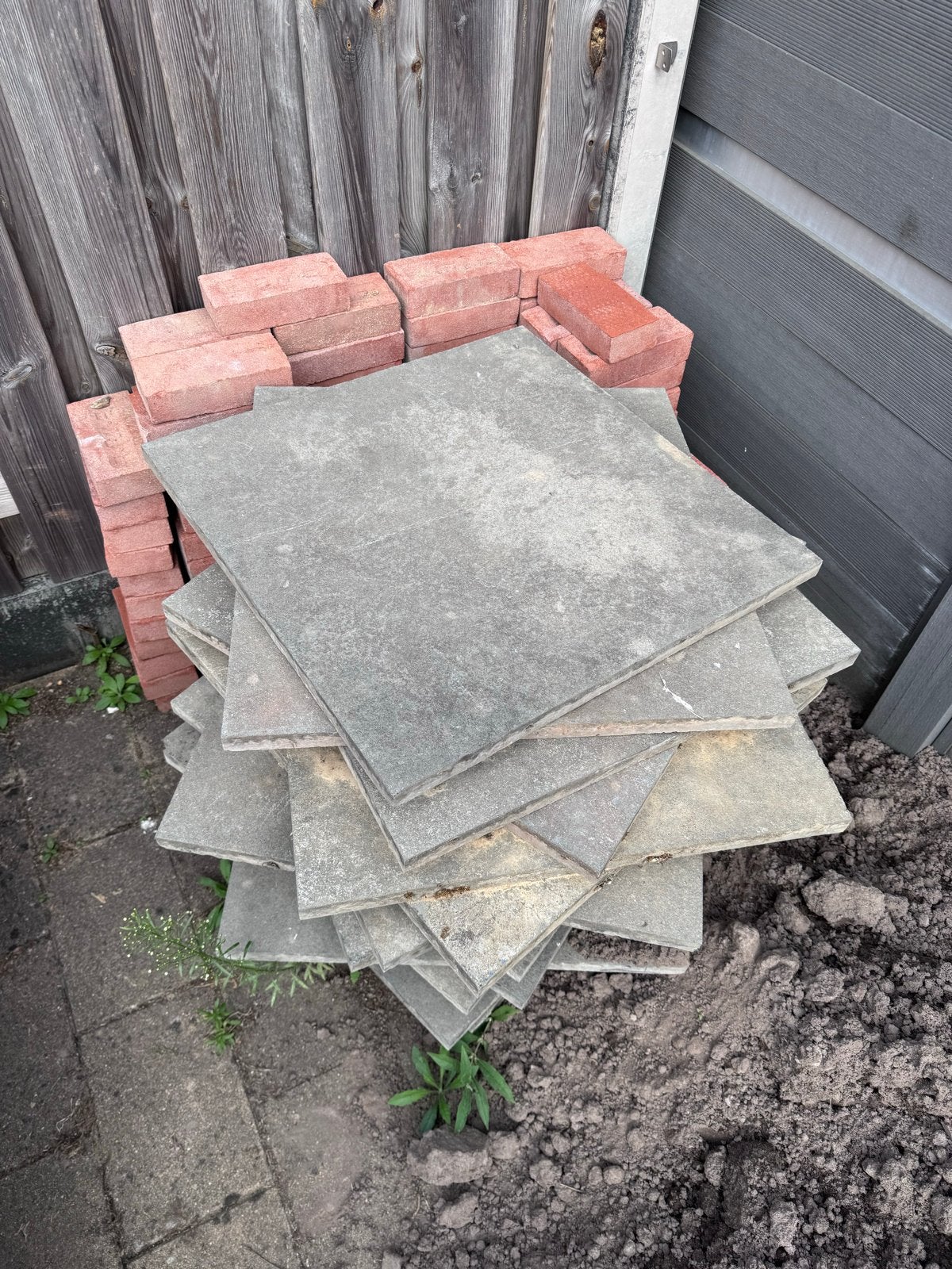 6Tuintegels 60x60 cm – Antraciet / Grijs, Tuin en Terras, Ophalen, Gebruikt, 5 tot 10 m², Beton