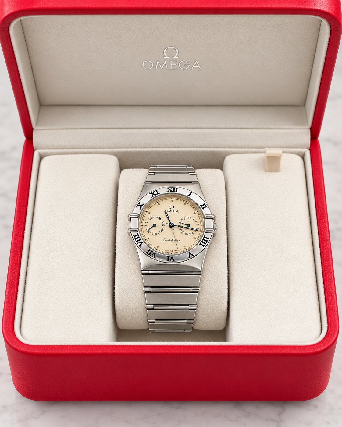 Omega Constellation Day-Date Quartz 33mm, Gebruikt, Staal, Polshorloge, Ophalen of Verzenden
