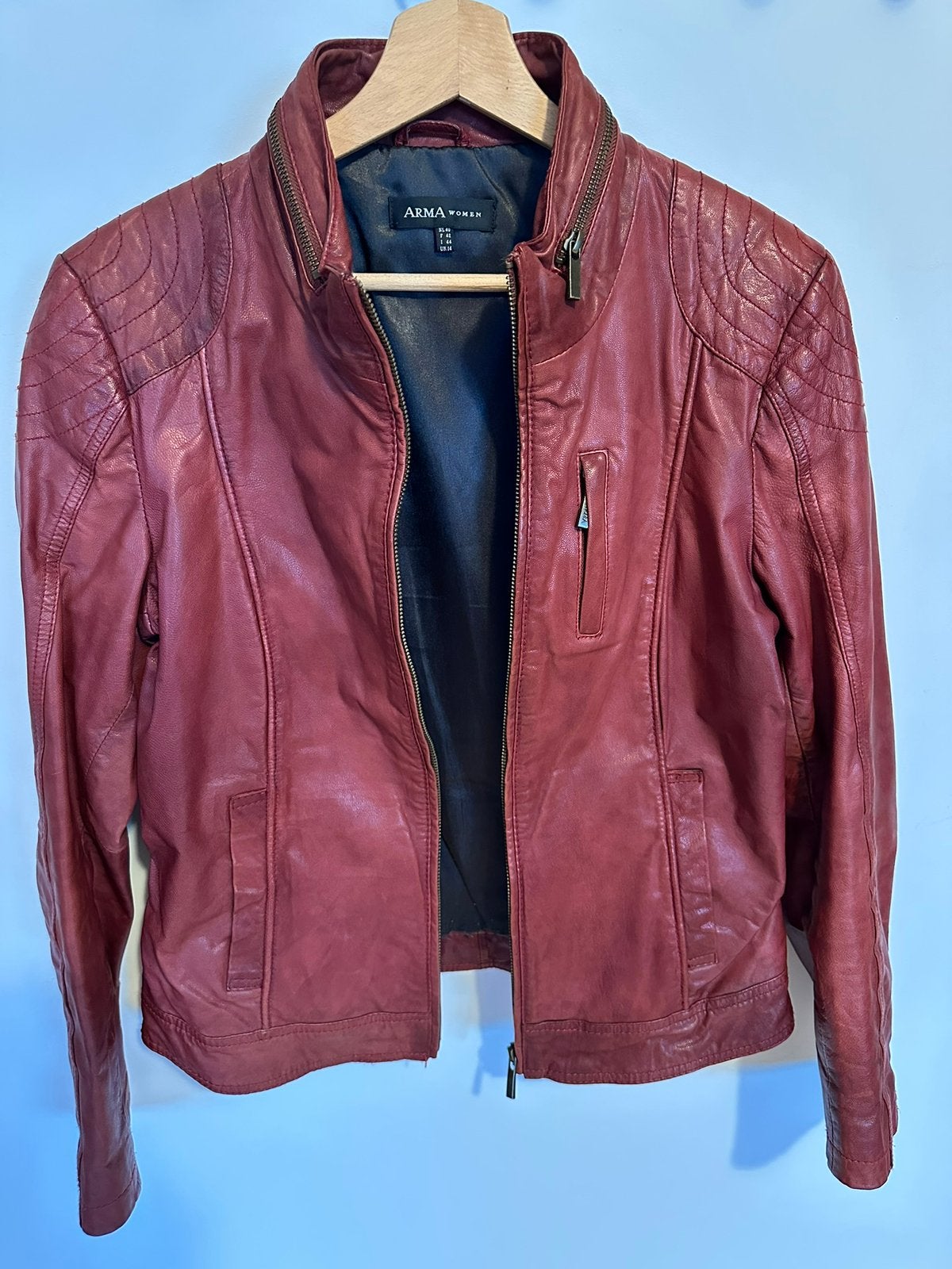 Arma leren jas maat 40, Ophalen of Verzenden, Gedragen, Rood