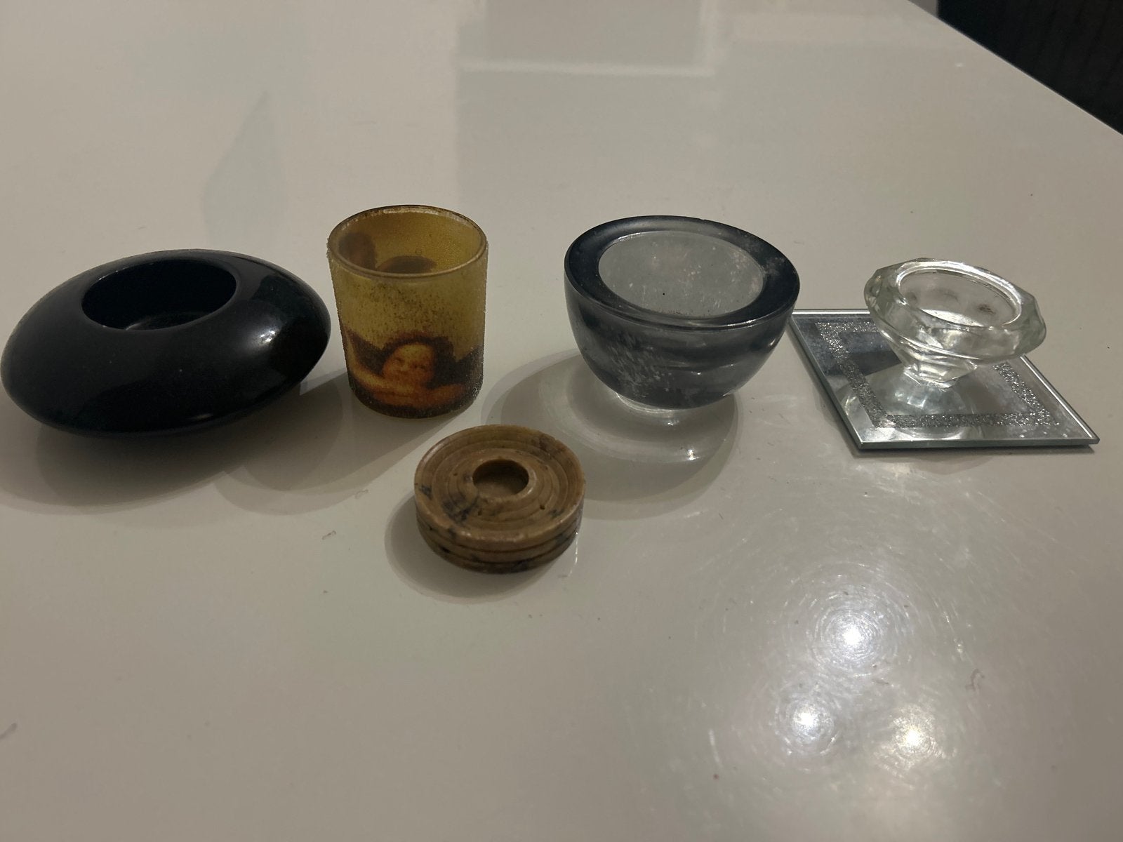 Diverse waxinelichthouders en kandelaars - 5 stuks, Zwart, Ophalen of Verzenden, Kandelaar, Glas