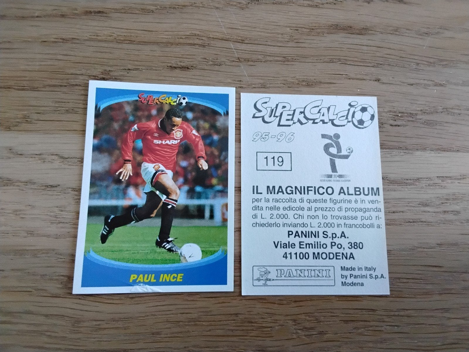 Panini SuperCalcio 95-96 Paul Ince Sticker 119, Ophalen of Verzenden, Zo goed als nieuw, Buitenlandse clubs, Poster, Plaatje of Sticker