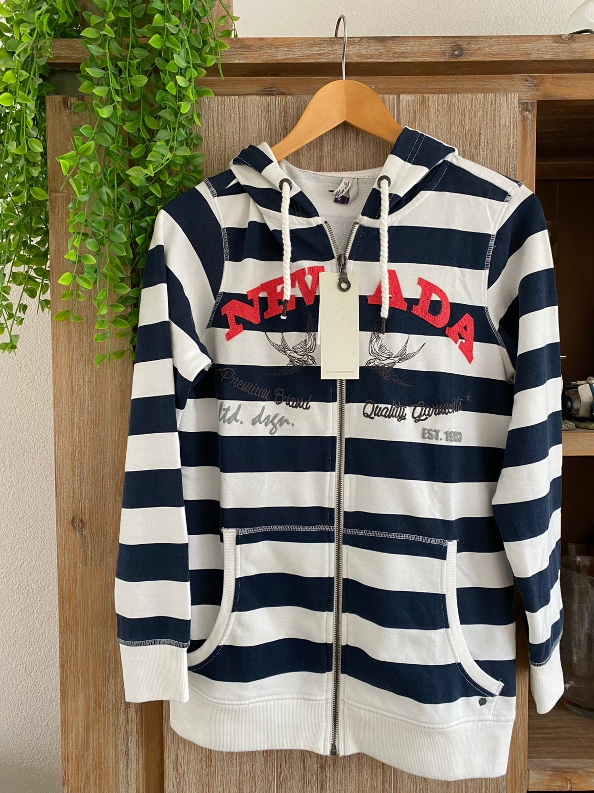 Gestreept vest blauw/crème maat M - Miss Etam, Maat 38/40 (M), Blauw, Ophalen of Verzenden, Zo goed als nieuw