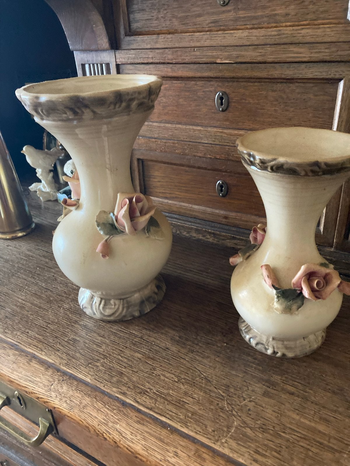 Decoratieve vazen met roosjes - Set van 2, Ophalen of Verzenden