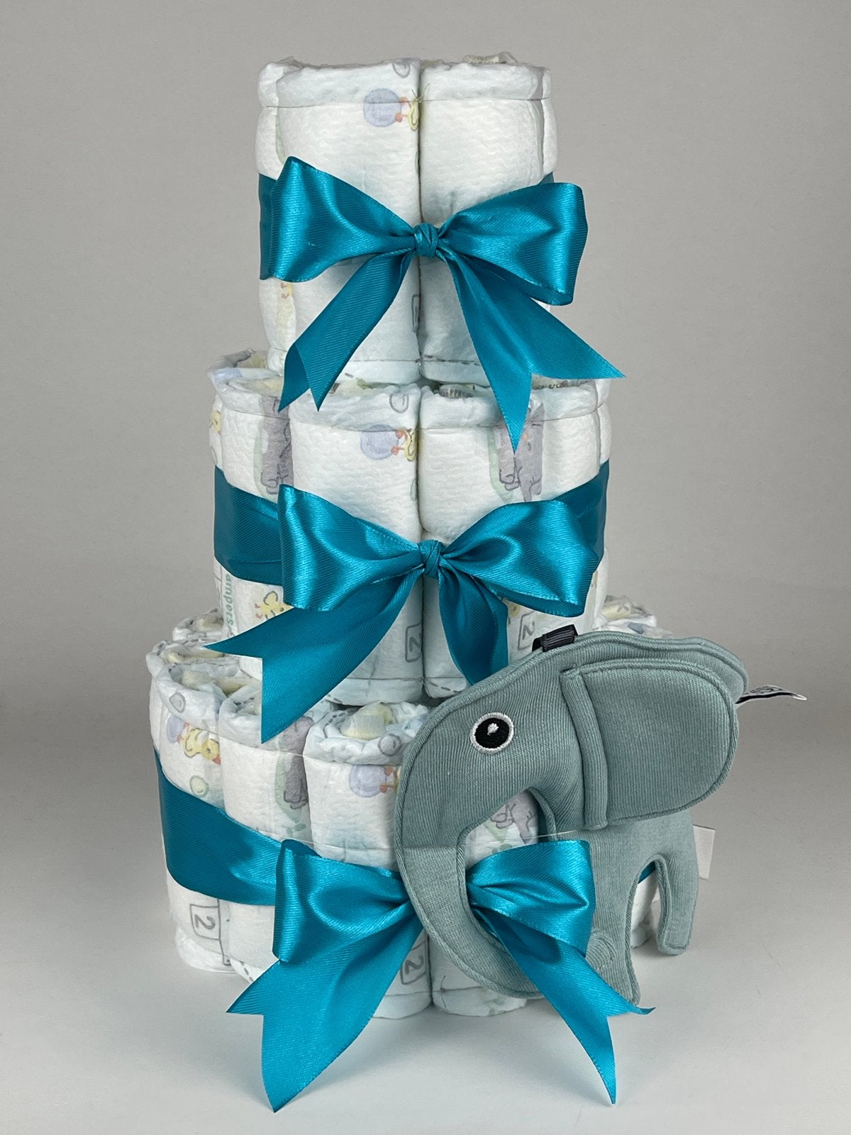 Luiertaart ollie olifant stone groen petrol, Ophalen of Verzenden, Nieuw, Kraamcadeau